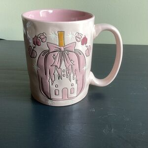 Pink Disney cinderella‘s castle, pumpkin coffee mug 14 oz NEW